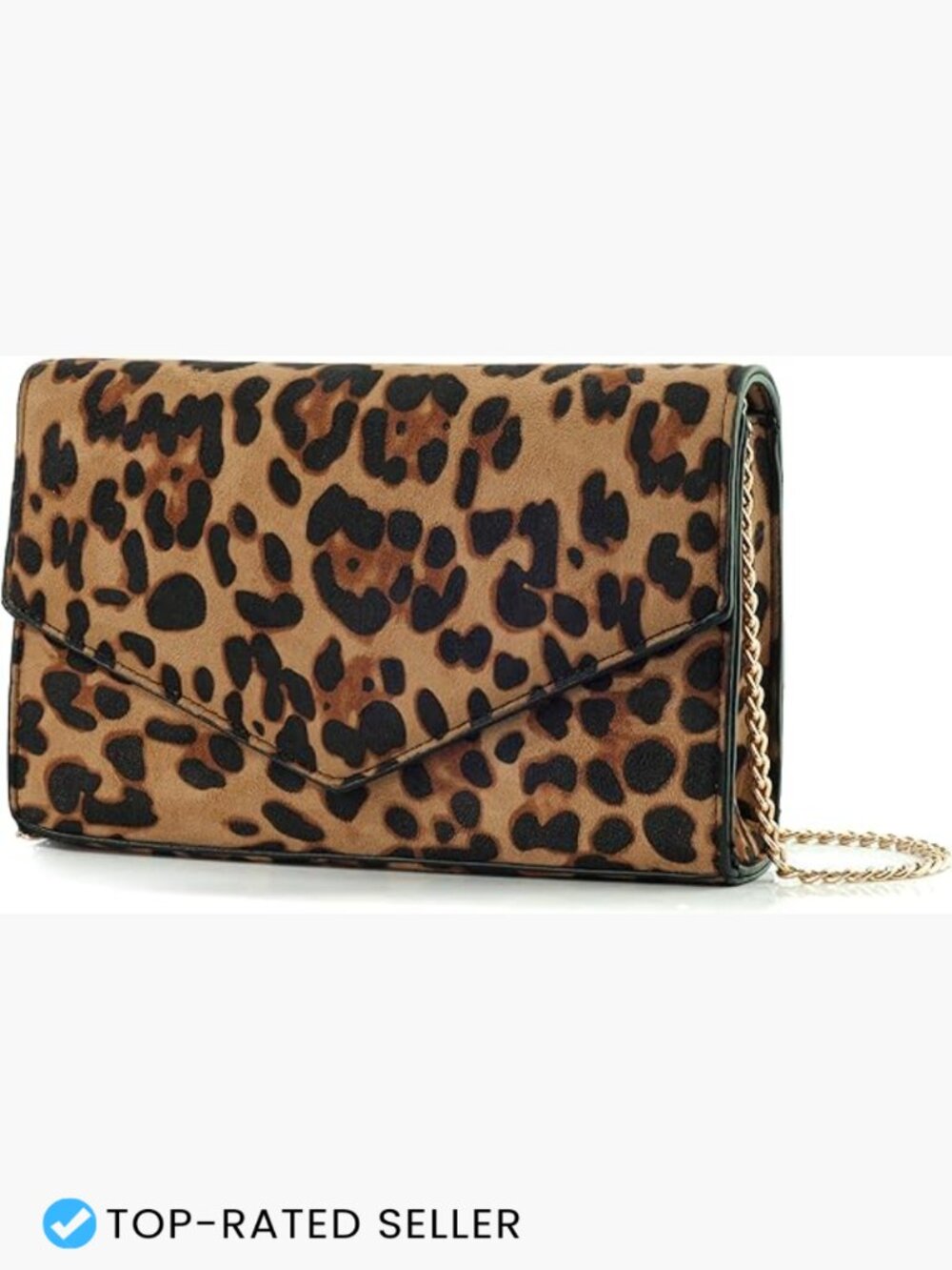 Leopard Print Envelope Evening Clutch Crossbody Shoulder Bag Chain Strap Clutch